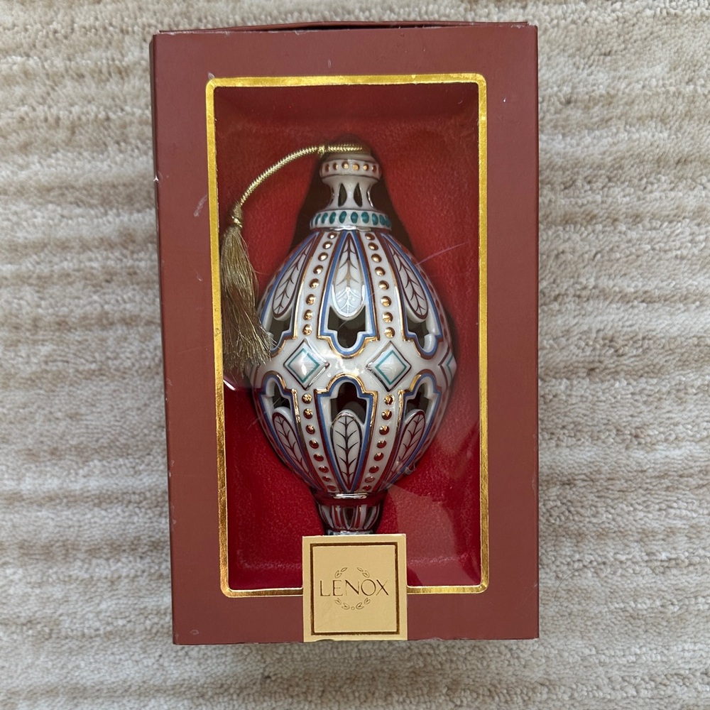 Vintage Lenox Brocade Egg Christmas Tree Ornament
